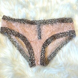 Victoria’s Secret The Lacie Floral Pink Leopard Lace Panty Medium